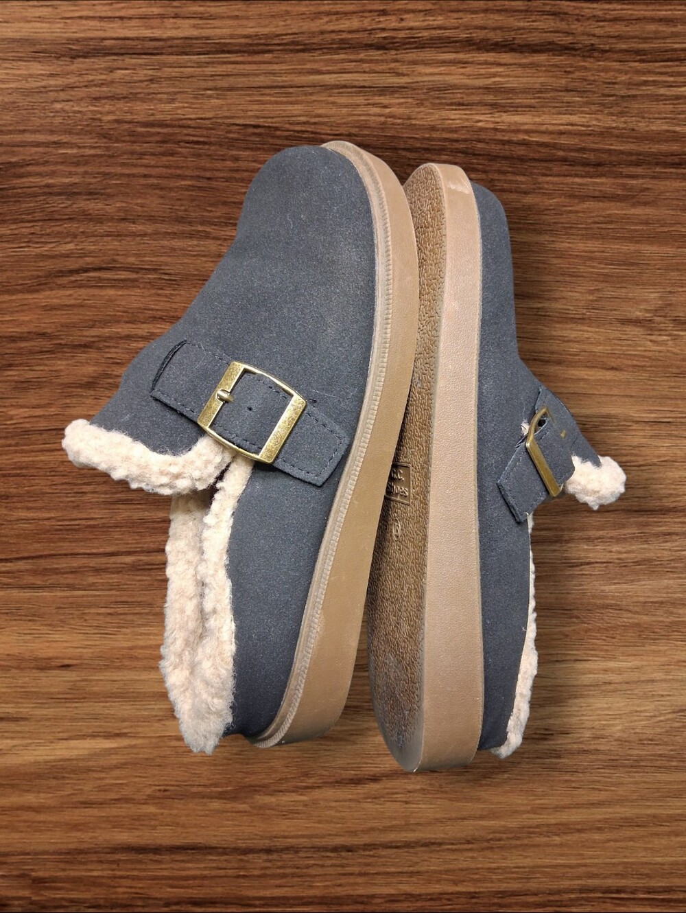 G.C. Shoes Black Faux Suede Mules with Faux Fur Lining - Size 7.5​